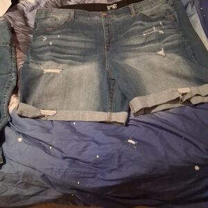 Distressed Denim Jean Shorts